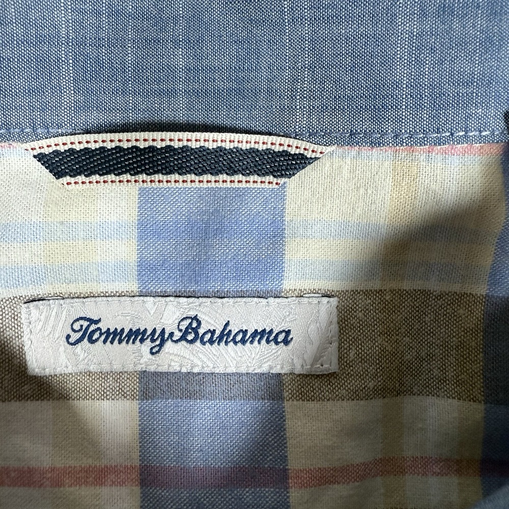 Tommy Bahama Shirt Men's XL Pastel Plaid Cotton Blend Stretch Long Sleeve - Picture 3 of 7